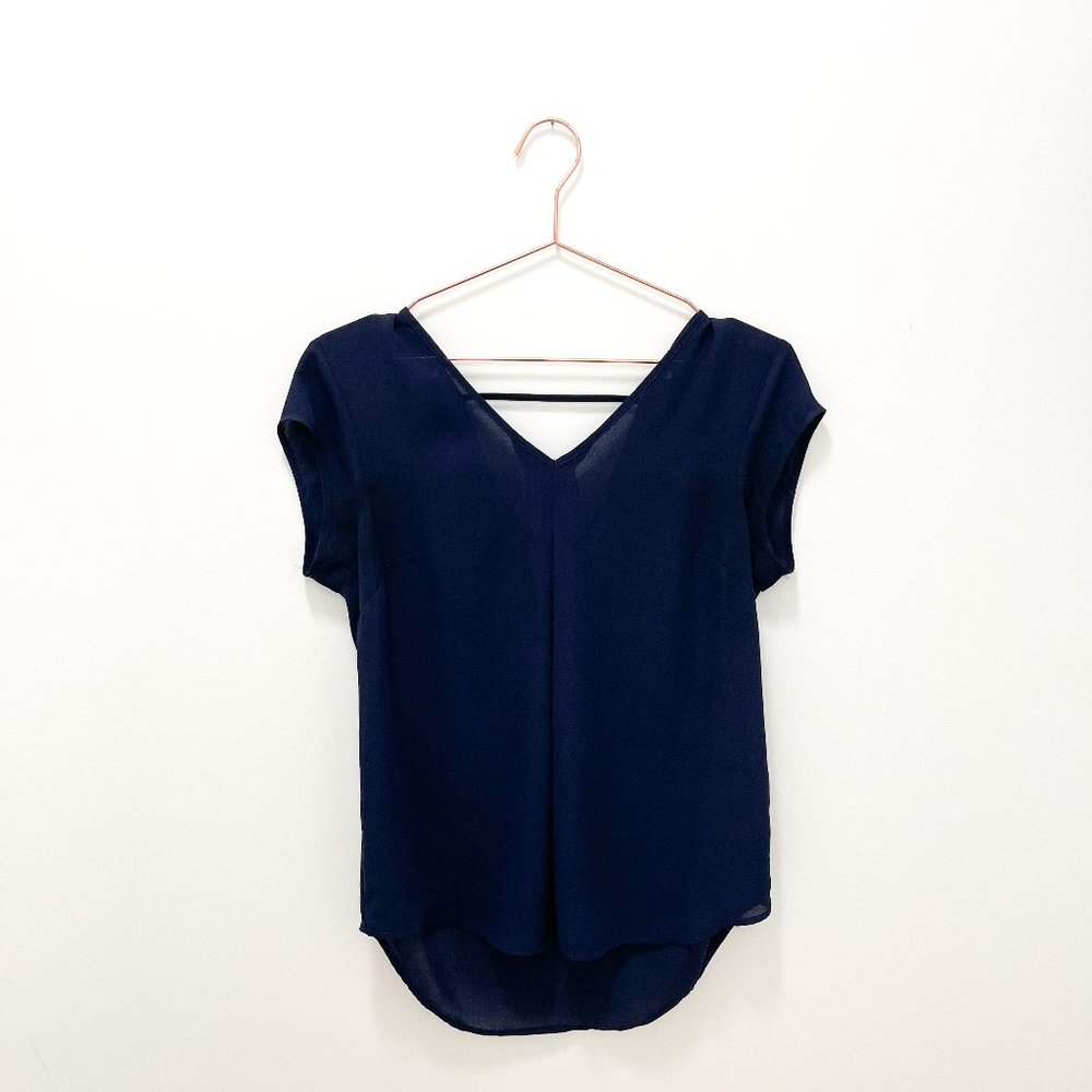 NAVY BLUE N-NECK BLOUSE SIZE SMALL